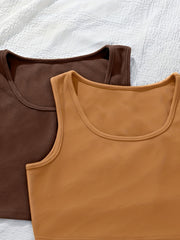 4 Pack Plus Size Basic Pajama Set Women's Plus Solid Crop Tank Top & Joggers
