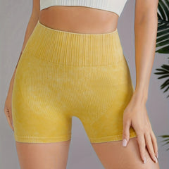 High Stretch Yoga Fitness Shorts Solid Running Workout Sports Shorts