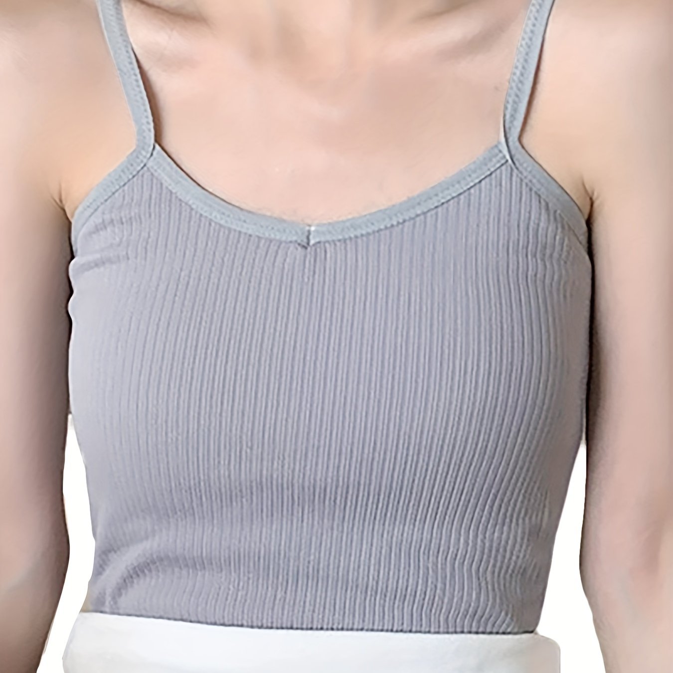 Solid Ribbed Thermal Underwear Top Soft V Neck Plush Cami Top Women's Lingerie