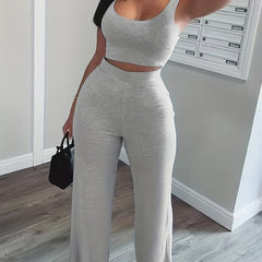 Tank Top & Pants Set Scoop Neck Casual Outfit