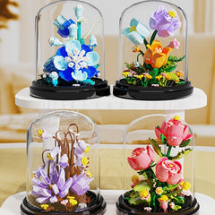 Colorful Flower Series Small Particle Building Blocks with Dust Cover