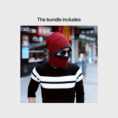 Men's Knitted Hat Scarf Set with Ear Protection