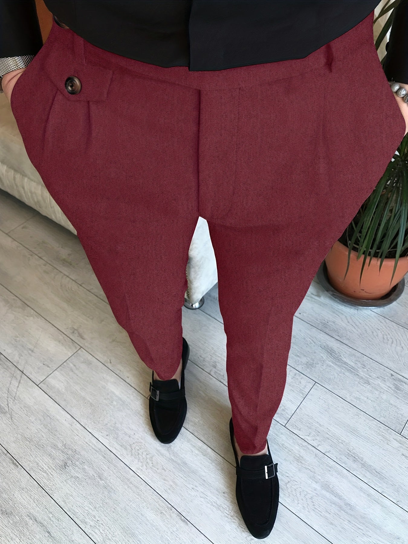 Men's Slim Fit Vintage Style Stretch Dress Pants for Dinner