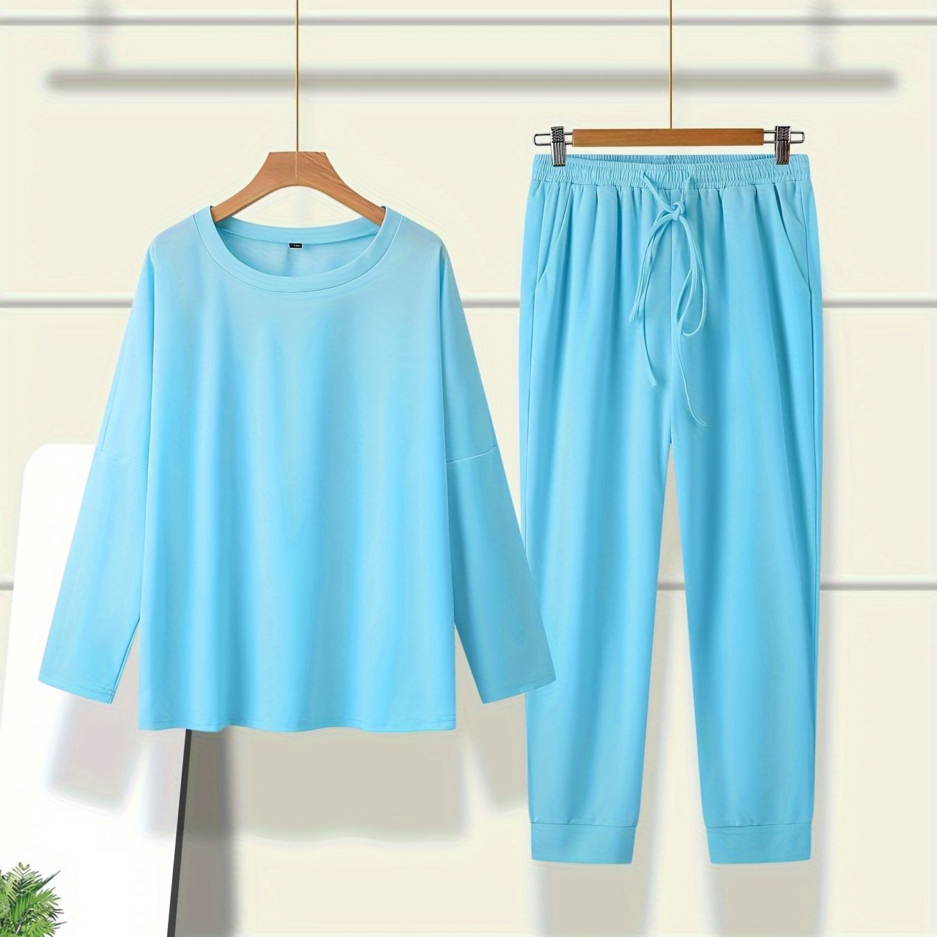 Solid Long Sleeve Top & Joggers Set