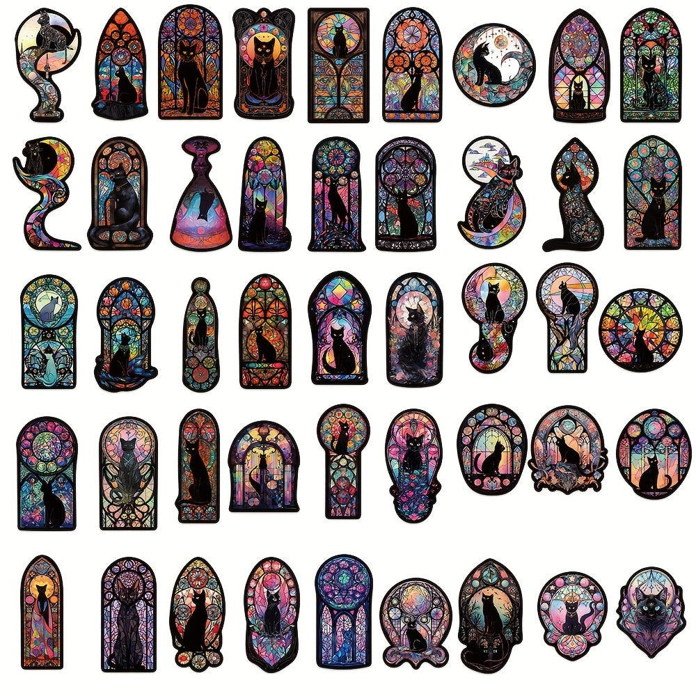 50pc Gothic Cat Stickers for Water Bottle Car Cup Guitar