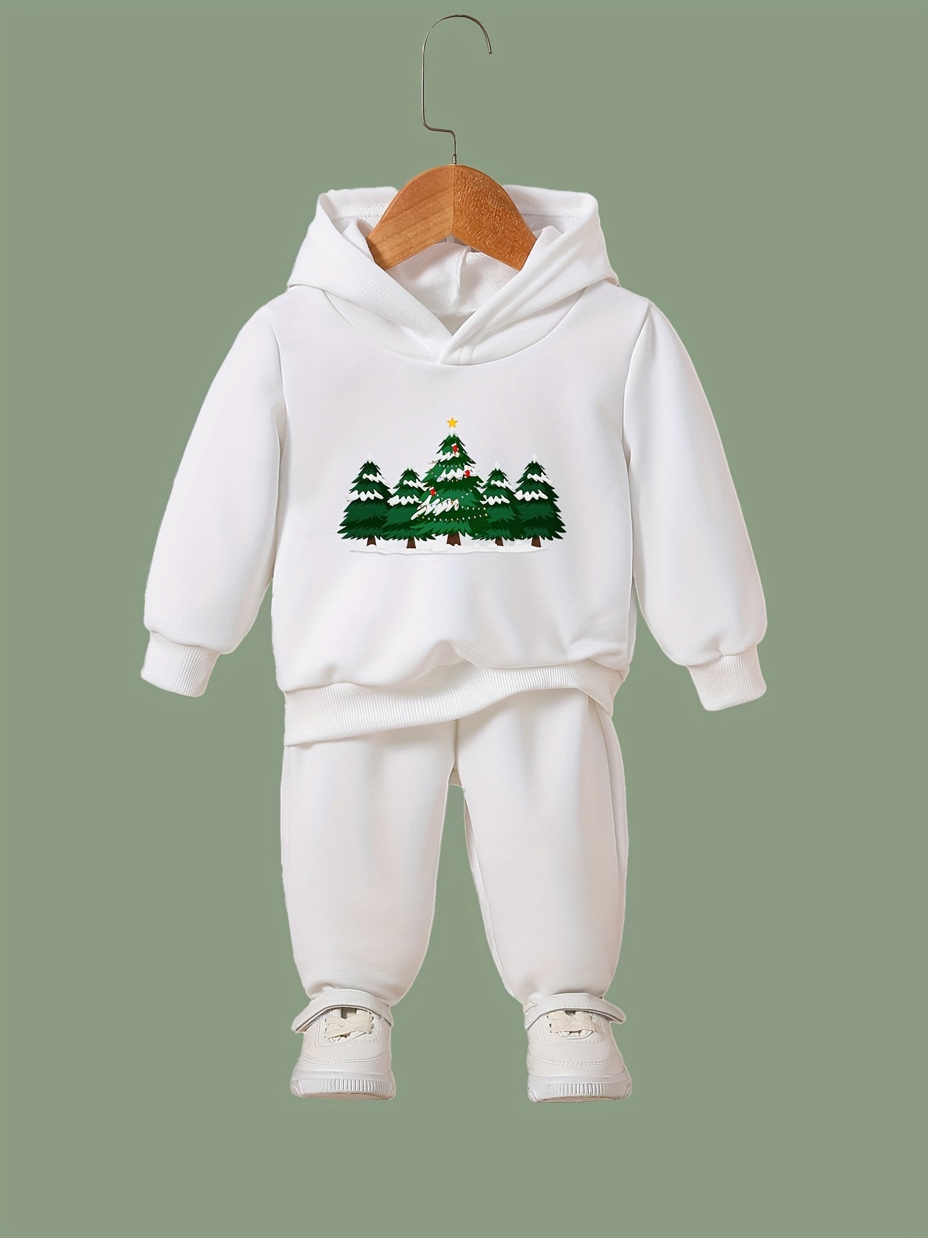 Girls 2pc Christmas Tree Hooded Sweatshirt & Sweatpants Set