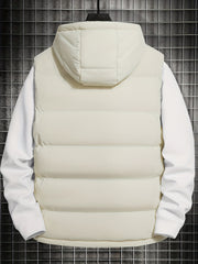 Men's Hooded Winter Vest with Zipper Pockets