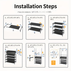 Coat Rack with Storage Shelves & 8 Hooks