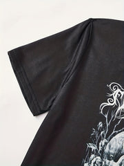 Skull Print Lounge Set Short Sleeve Top & Shorts Women's Loungewear