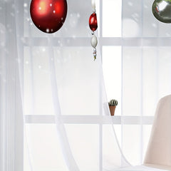 Leaf Balloon Pattern Sheer Curtain Christmas Decoration