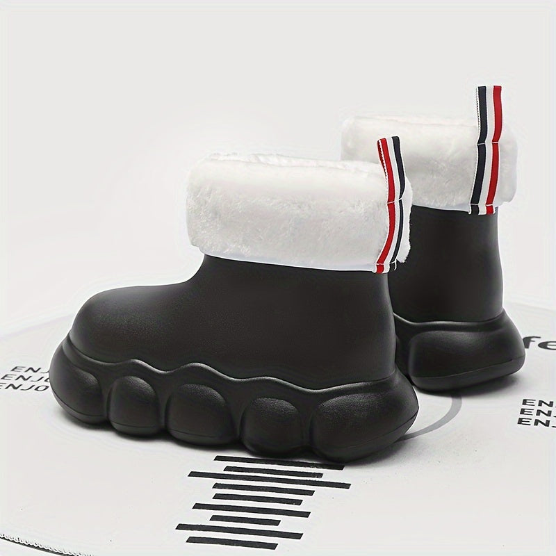 Women's Lightweight Rain Boots Short Tube Winter Thickened Warm Rain Shoes