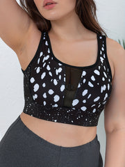 Dalmatian Print Sports Bra with Mesh Detail