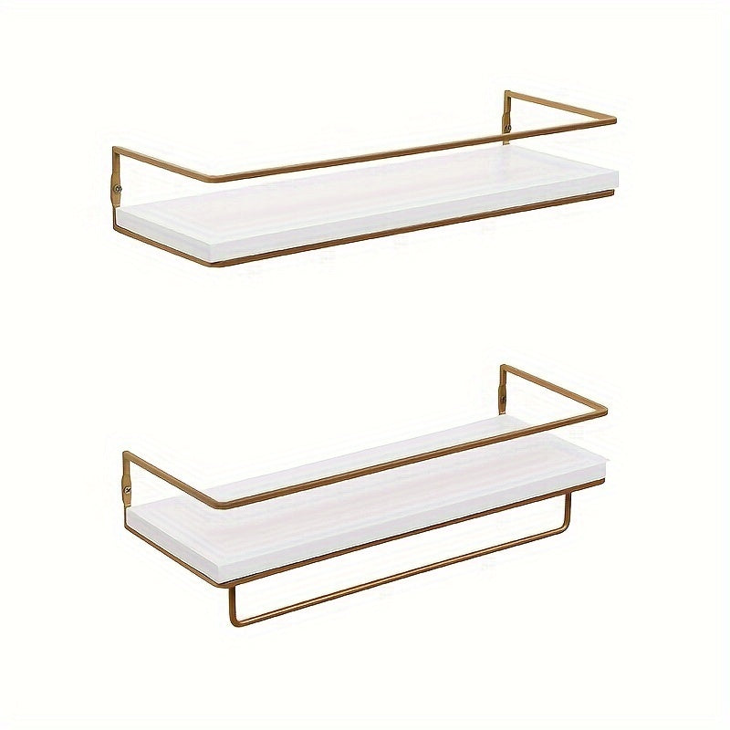 Golden Double Layer Storage Rack Wall Mounted Hook Rack