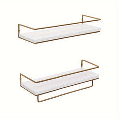Golden Double Layer Storage Rack Wall Mounted Hook Rack