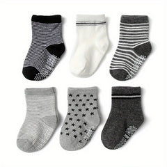 Baby Stars Striped Print Crew Socks Non slip Cotton Toddler Socks