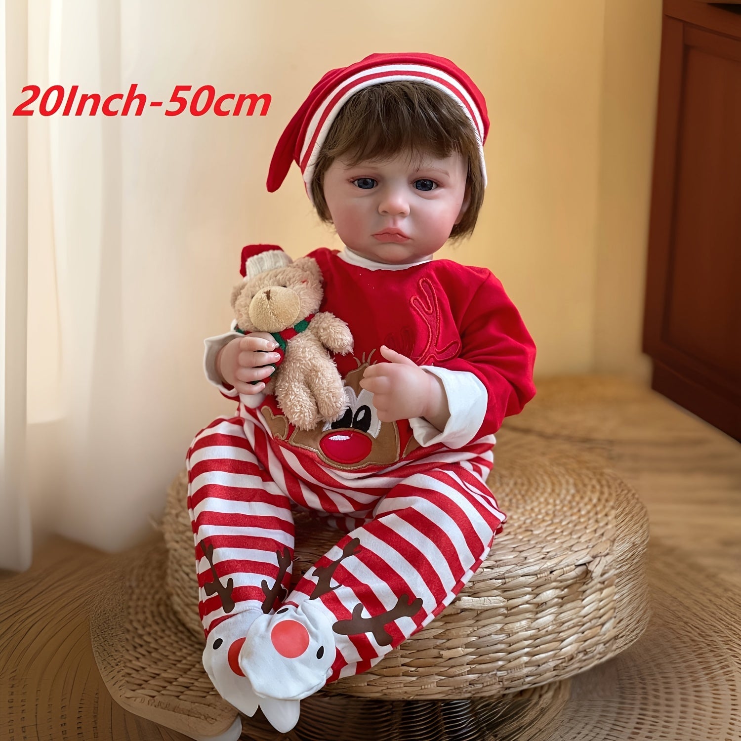 Cuddly Full Body Silicone Vinyl Reborn Doll Rooted Hair Christmas Outfits