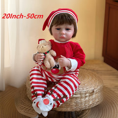 Cuddly Full Body Silicone Vinyl Reborn Doll Rooted Hair Christmas Outfits