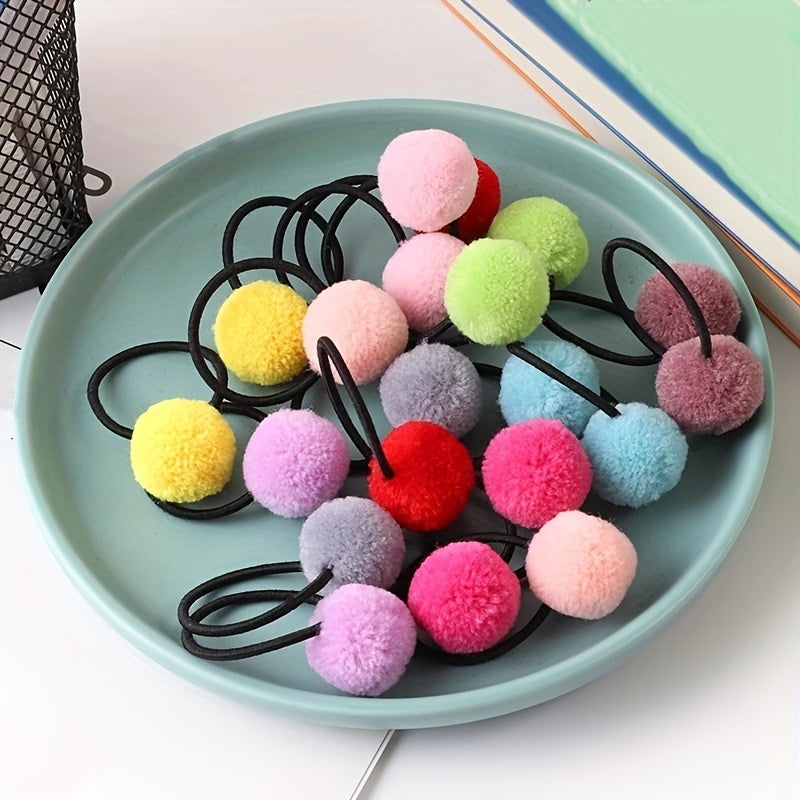 10pcs Plush Ball Hair Bands Ponytail Holders Hair Accessories for Baby Girls