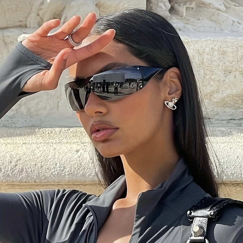 Y2K One piece Sunglasses Rivet Mirror Lens UV400