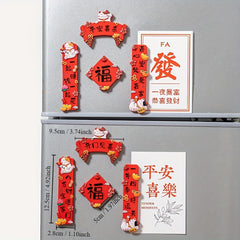 4pcs Year Couplet Lucky Cat Fridge Magnet Chinese Style Home Decor
