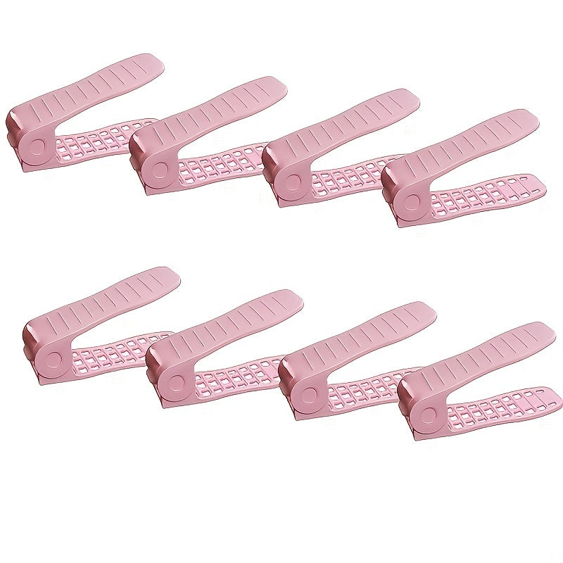 8pcs Pink Adjustable Shoe Racks Household Storage Organizer