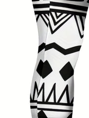 Geometric Print Skinny Capris Leggings for Women