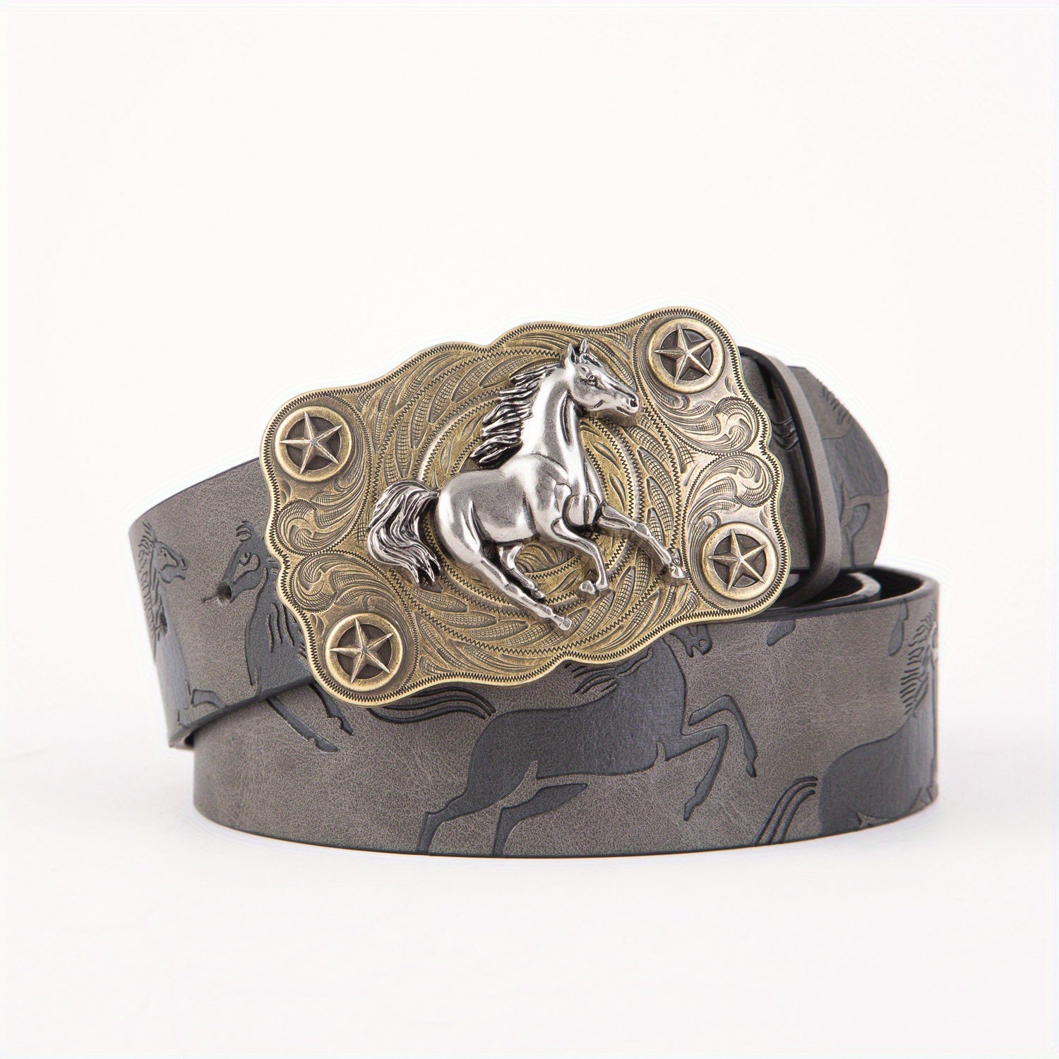 Flying Horse Print Western Large Board Buckle Belt