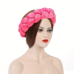 Satin Headband Twist Braid Hair Band Rhinestone Decor Headdress