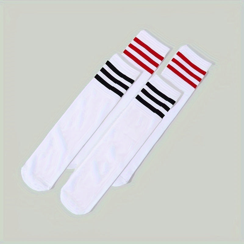 Girl's Striped Knitted Knee High Socks 2 Pairs