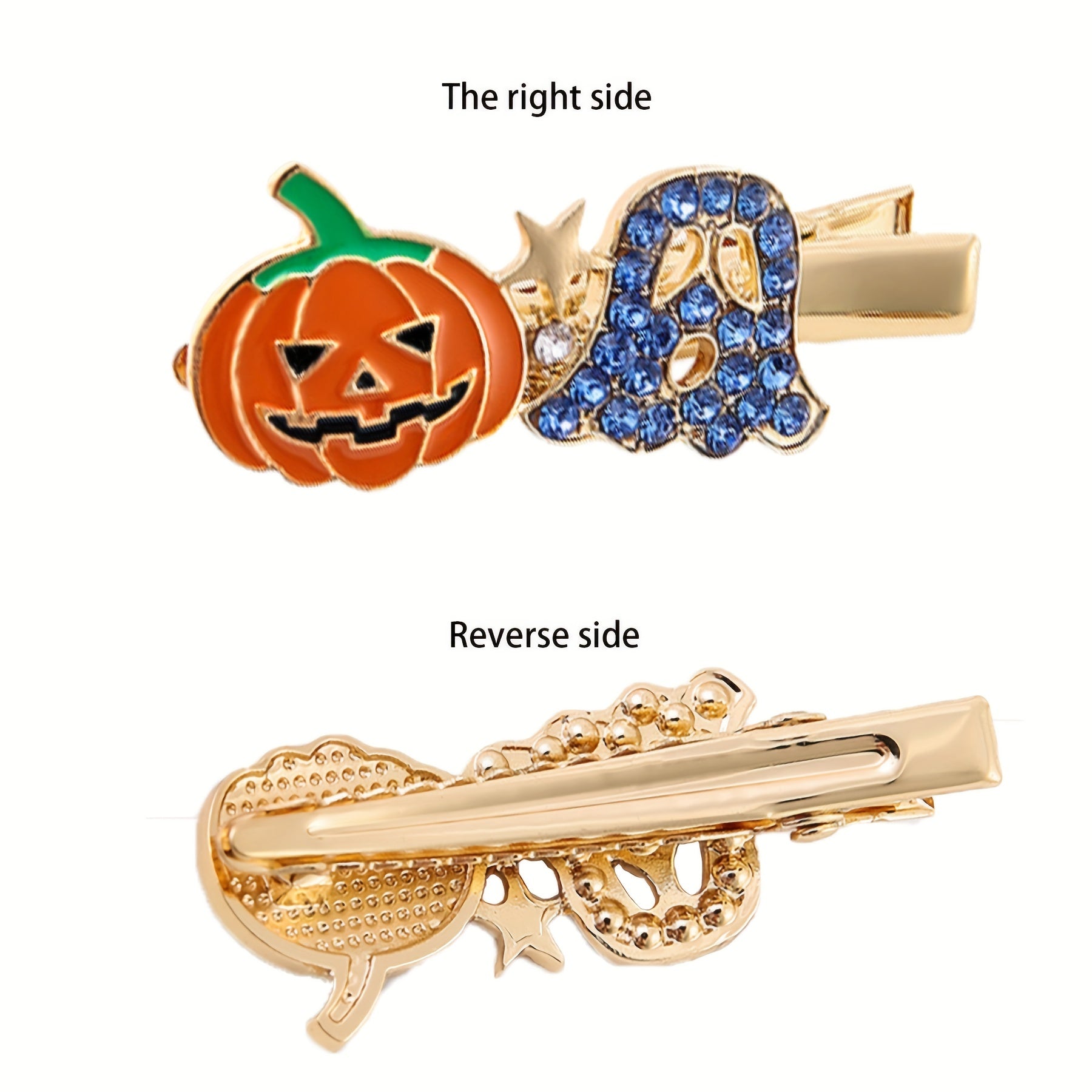 Halloween Pumpkin Ghost Hair Clips Rhinestone Hair Clips For Girls