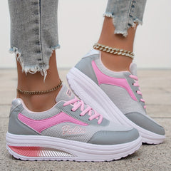 Women's Mesh Heightening Running Shoes Autumn Travel Sneakers