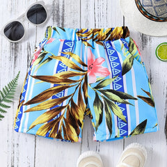 Boys Flower Print Casual Shorts Comfortable Vacation Beach Kids Summer