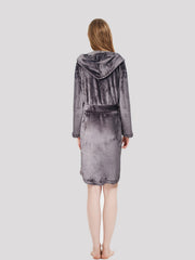 Cozy Fuzzy Hooded Lounge Robe with Pockets
