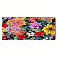 Flowers Desk Mat Extended Mouse Pad Non Slip Rubber Base