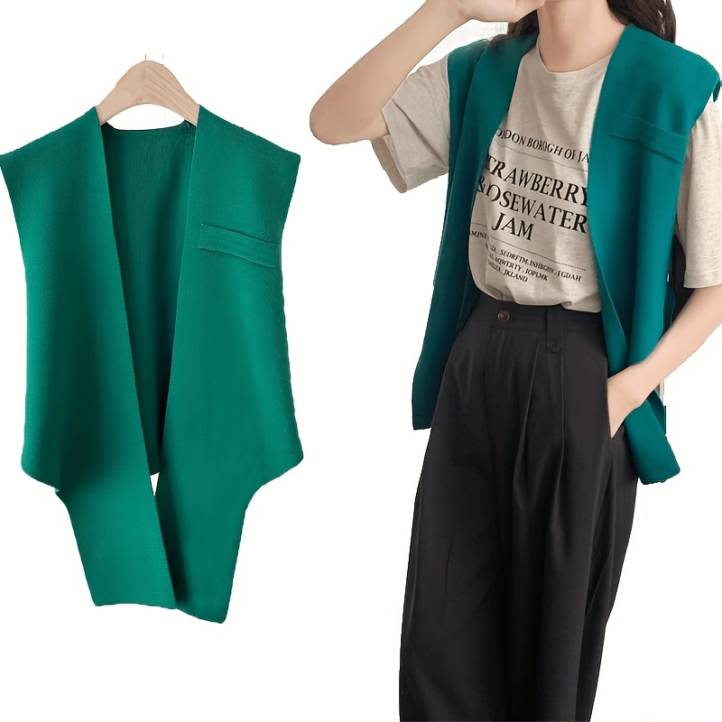 Green Elastic Wrap Vest Sleeveless Shawl for Women