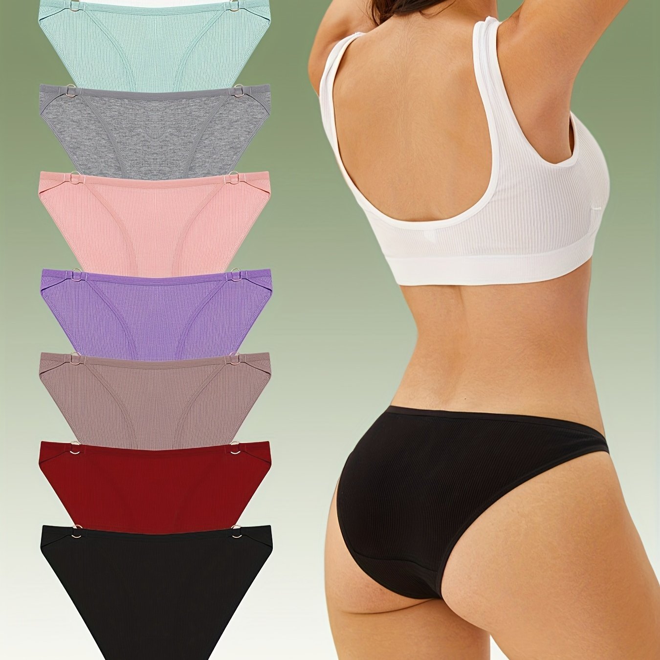 8pcs Ring Linked Briefs Women's Lingerie Underwear