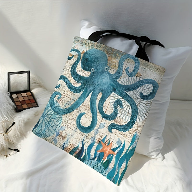 Seaweed Octopus Tote Bag Cartoon Canvas Shoulder Bag