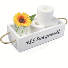 Wooden Box Rustic Toilet Paper Storage Tissue Paper Holder Desk Organizer