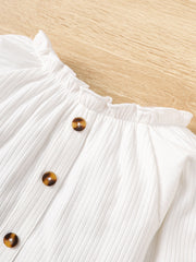 Toddler Girls Ruffle Long Sleeve Top Multicolor Striped Trousers Set