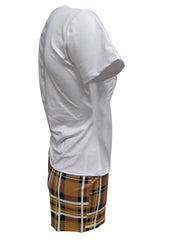 Queen Letter Print Tee & Plaid Shorts Set Casual Outfit