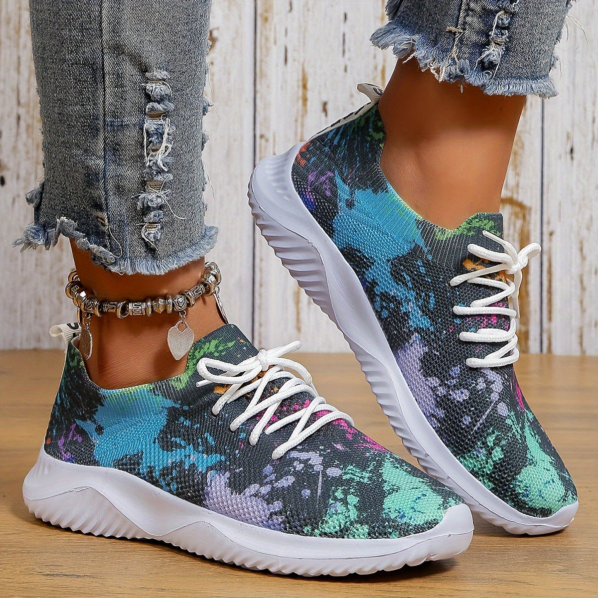 Colorful Mesh Lightweight Running Shoes Breathable Casual Wear Non Slip Sneakers