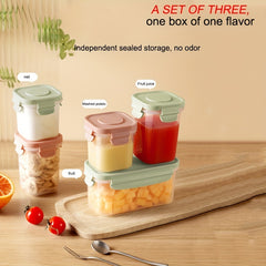 3pcs Portable Baby Food Box with Microwave Cooking Ice Tray and Sealed Seasoning
