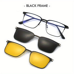 Polarized Magnet Clip On Glasses Men Night Vision Sunglasses Set