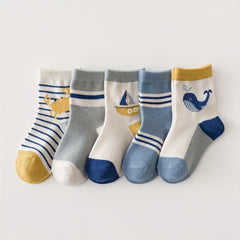 5pairs Ocean Animal Pattern Socks for Babies Toddlers Children