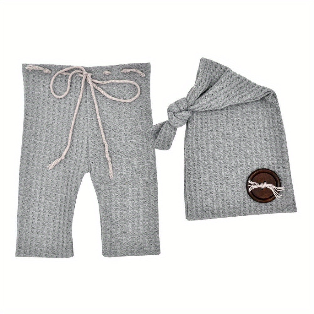 Newborn Knot Button Hat & Pants Set for Photography Props