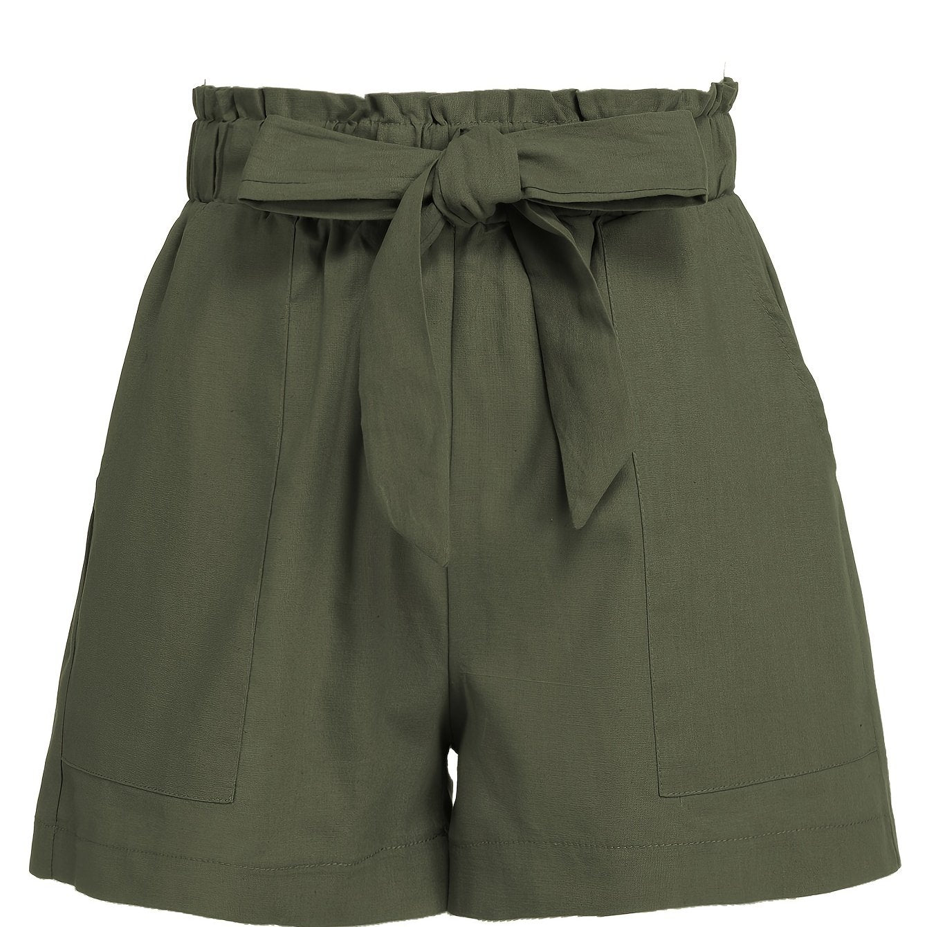 Ruffle Trim Tie Waist Shorts with Pockets