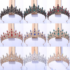 Colorful Rhinestone Crown Wedding Hair Accessories Women Bride Dress Accessories