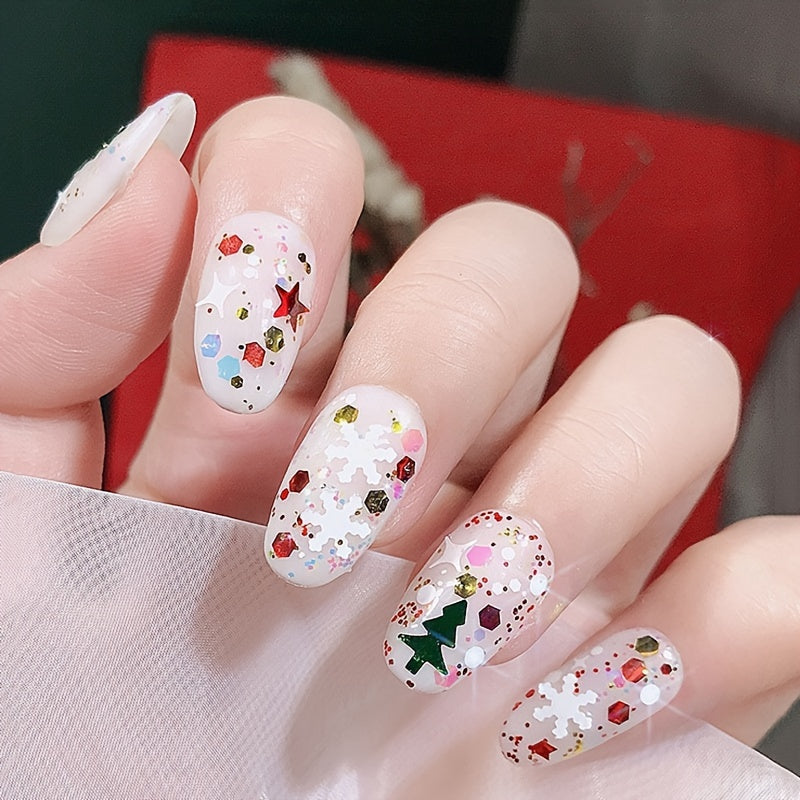 Winter Glitter Snowflake Nail Sticker Christmas Decal Sparkle Shape for Ladies