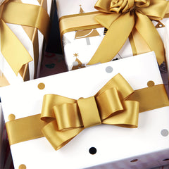 Golden Striped Polka Dot Gift Wrapping Tissue Paper Background