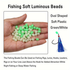 200pcs Luminous Fishing Beads Oval Fishing Beads Sea Fishing Tackles